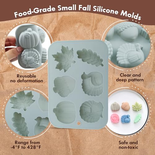 Image of 2-Pack Thanksgiving Treat Molds, 6-Cavity Turkey Pumpkin Acorn Maple Design