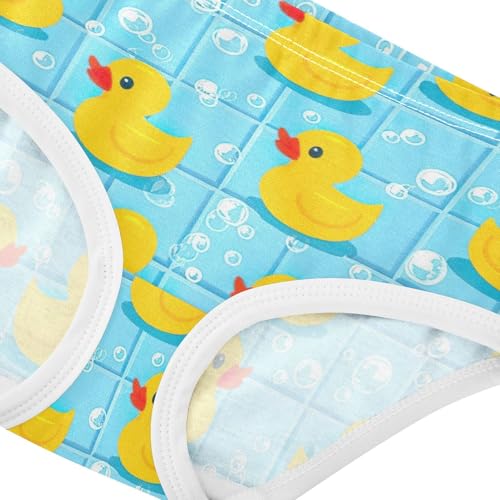 Cute Yellow Ducks Blue Panties Little Girl Toddler Underwear Custom Cotton Personalized Briefs Kids Undies 2t4