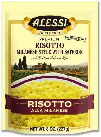 Alessi Autentico, Premium Seasoned Risotto, Italian Arborio Rice, Easy to Prepare, 8oz (Milanese, Pack of 6)