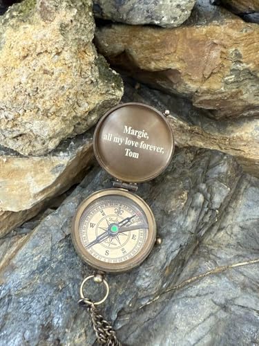 Brújula grabada personalizada con caja de recuerdo de madera - mensaje personalizado - regalo único para él o ella, aniversarios, bodas y más miniatura 5