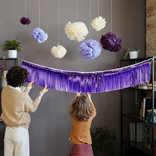 Image of Premium Shiny Purple Fringe Tinsel Garland for Party Decorations -4 Layers Thick, 2 Pack | LILF Foil Tassel Banner Party Streamers for Wedding Birthday Christmas Decoration Home Hanging