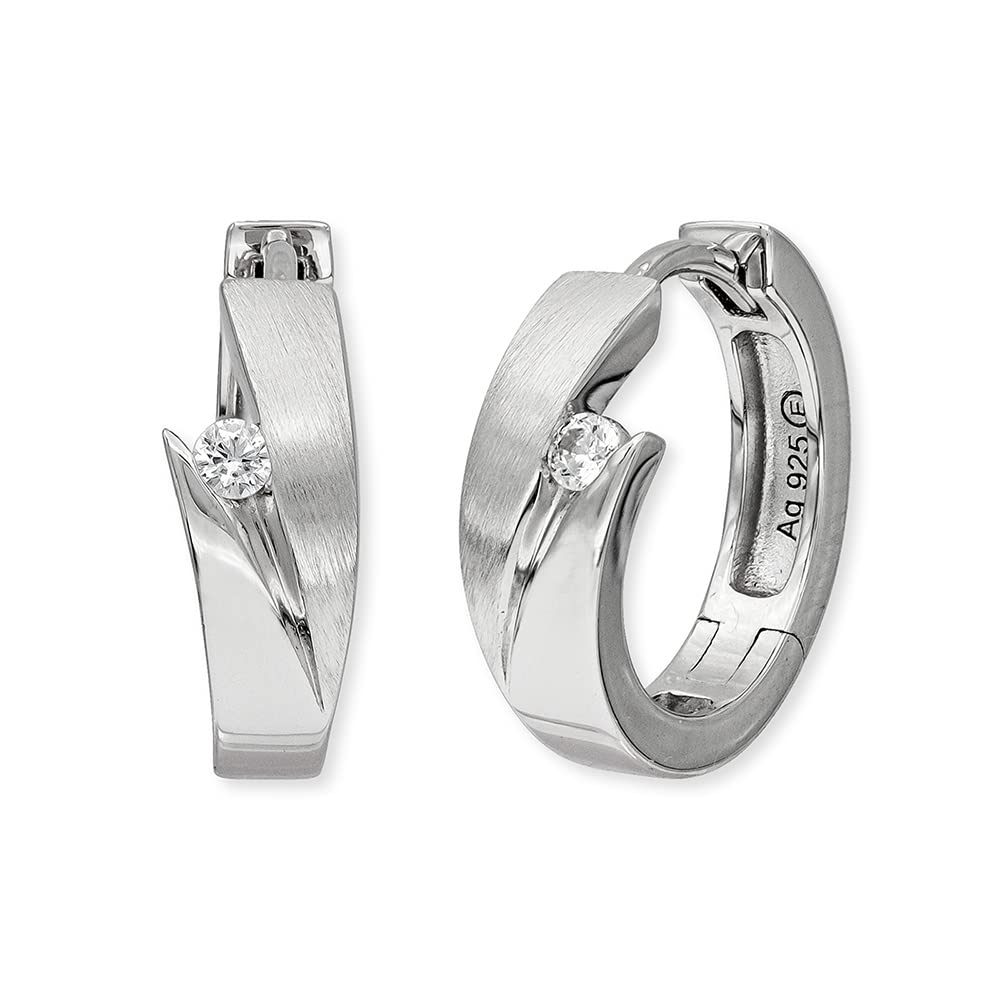 Engelsrufer Orecchini A Cerchio Donna In Argento Sterling Con Zirconi - 16,5 Mm - Chiusura A Clip - Senza Nichel - Ipoallergenici - 4