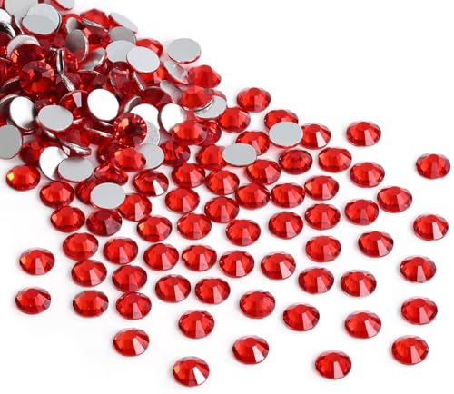 Image of Flatback Rhinestones Gems for Crafts 4.8mm SS20, Siam | Glue Fix, 576pcs Glass Rhinestones for Bedazzling, Clothes, Tumblers, Nail Art, Shoes, Bags, Caps & Accessories Decoration