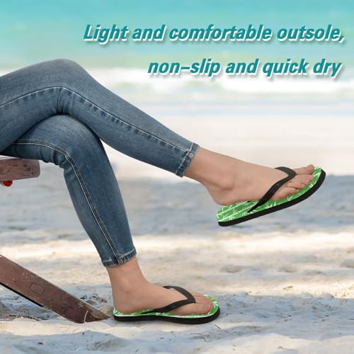 White Leaves Flip Flops for Beach Thong Sandals Anti-slip Lightweight Shower Shoes for House Indoor Outdoor4