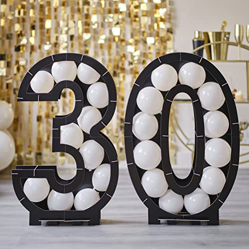 Ginger Ray 30th Balloon Black Mosaic Frame Decoration Party Backdrop - Image 2
