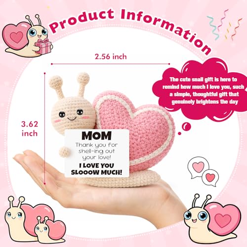 Regalo de cumpleaños para mamá de ganchillo, caracol hecho a mano divertido y dulce 2