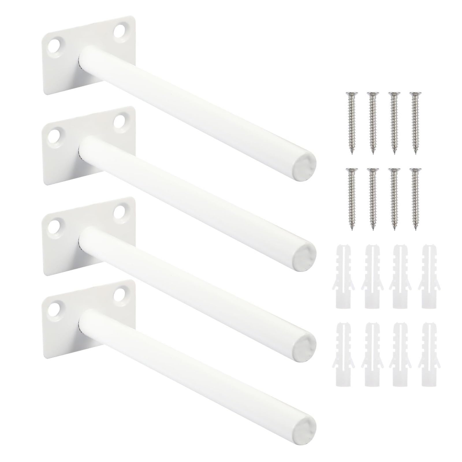 Juaksqzyi White 4-Pack Hidden Brackets With Screws Floating Shelf Brackets Suitable For Wood Shelves, Fit For Office Kitchen