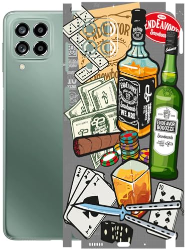 Image of AtOdds - Full Body Back Screen Guard Protector Film - Lamination Wrap Skin Sticker Compatible with Samsung Galaxy M53 (5G) | Scratchproof Matte Finish (Wine Graffiti)