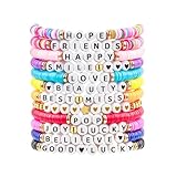 YUZHEJIE Friendship Bracelets Bulk Colorful Preppy Surfer Stackable Stretch Clay Bracelets Gifts for Women Friends (12 PCS)