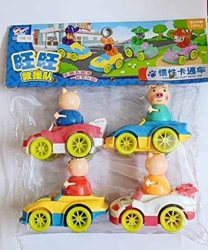 MIMY Peppa Pig Similar Pull Back Car Toy | Set of 4 Car Toys | Multicolor