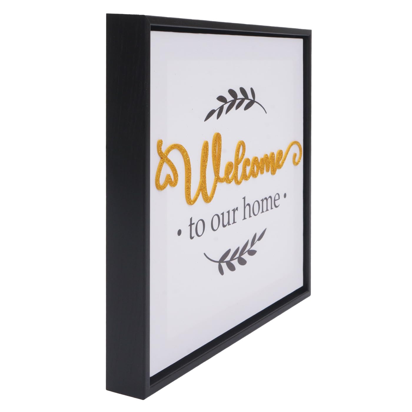 Mendler Zestaw 4 obrazów ściennych HWC-N96, dekoracja ścienna, ramka na zdjęcia z sentencjami Sweet Home Welcome World Family, drewniane płótno 30 x 30 cm