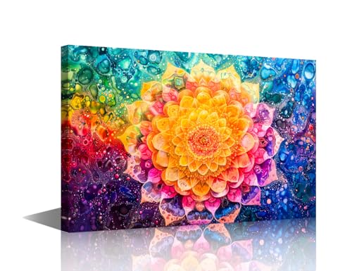 Toile mandala grand format pour habiller un mur blanc vide
