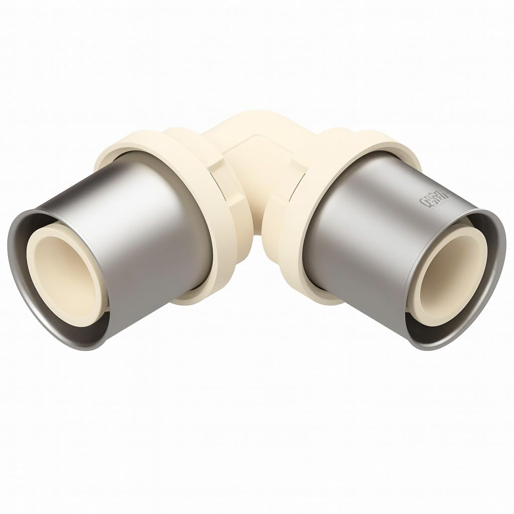 SOMATHERM FOR YOU, Raccord codo 90° multicapa Ø16 en PPSU, resistente a 134°C, sistema de multisertido, sellado reforzado, ventana de control - Tamaño Ø16