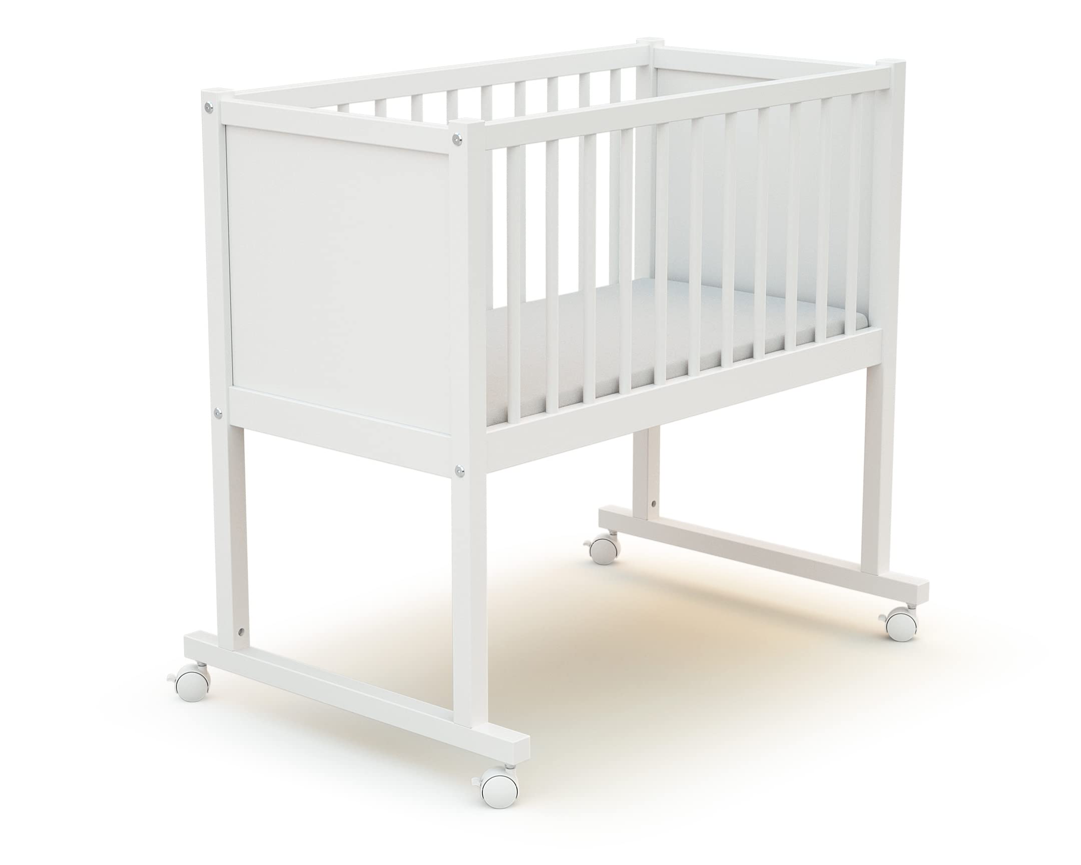 AT4 - Cuna bebé Confort Madera - Blanco - 40 x 80-86 x 58.50 x 80 cm
