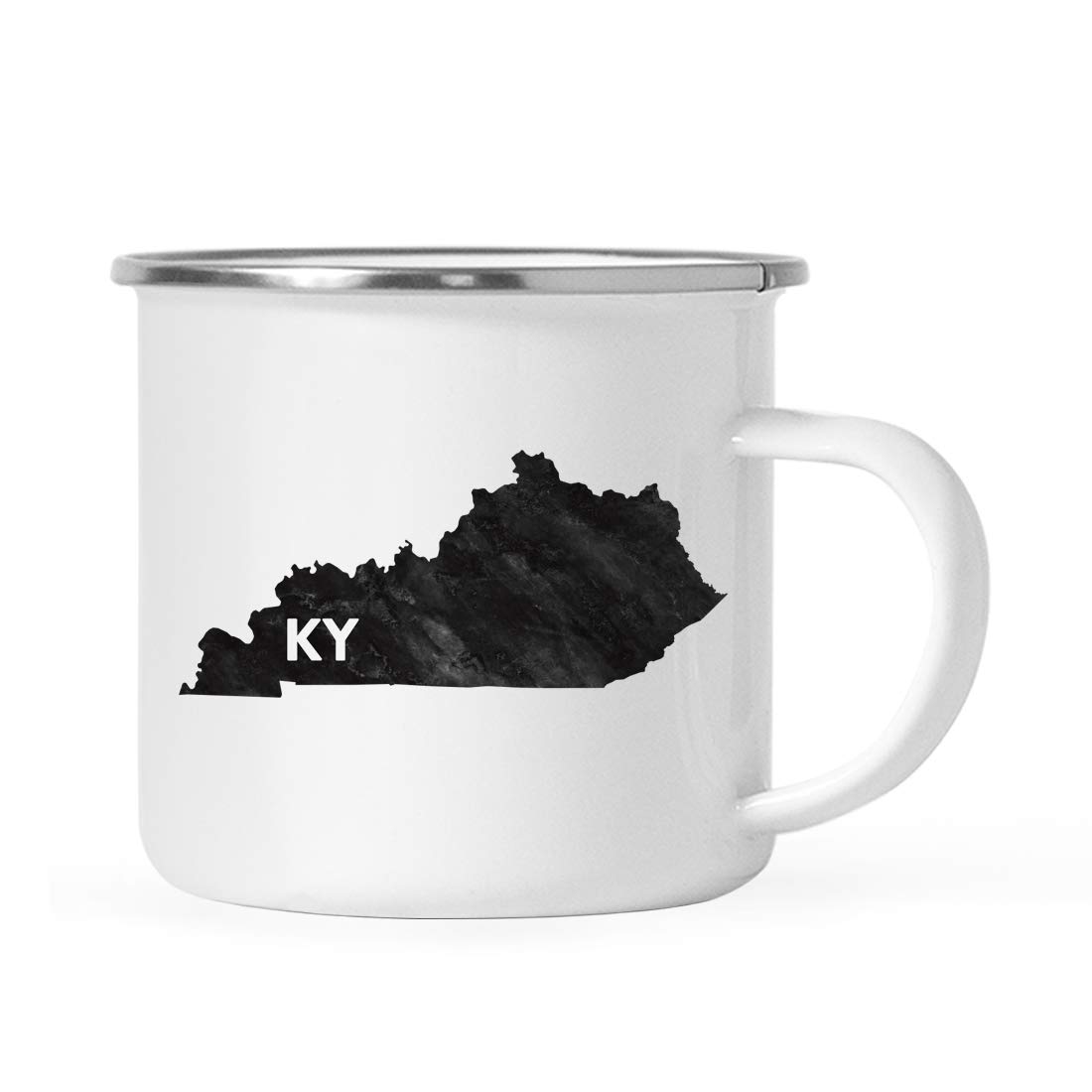 Andaz Press 11oz. US State Stainless Steel Campfire Coffee Mug Gift, Modern Black Grunge Abbreviation, Kentucky, 1-Pack, Metal Enamel Camping Camp Cup for Him Her Christmas Hostess Long Distance