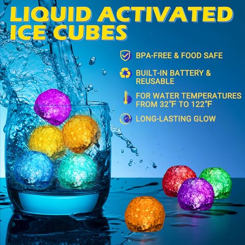 Cubos de hielo LED reutilizables multicolor, pack 60 miniatura 3