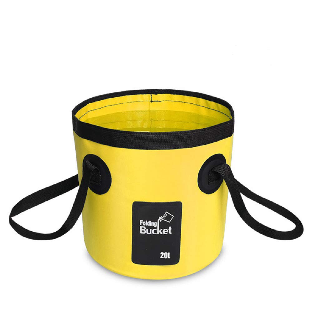 Ddartsgo Folding Bucket 12L/20L 500D Fishing Waterproof Buckets Portable Folding Bag Storage Outdoor car wash Camping Fishing Bucket (Yellow, 20L)
