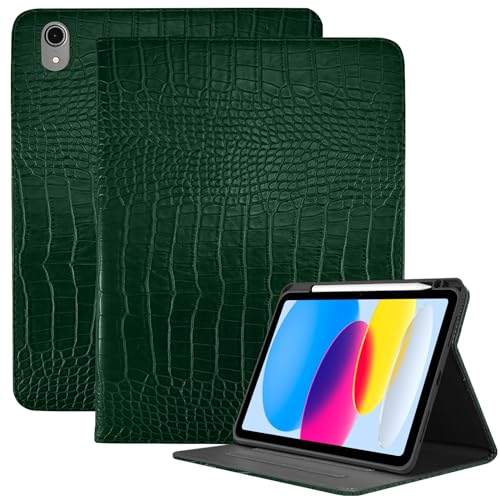 Deokke Hülle für iPad 11th Generation 11 Inch 2025 (A16),Generation/iPad 10 Generation Case 2022 10.9 Inch Case,Bleistifthalter Folio Crocodile Automat Schlaf/Wake Cover Frauen Mädchen