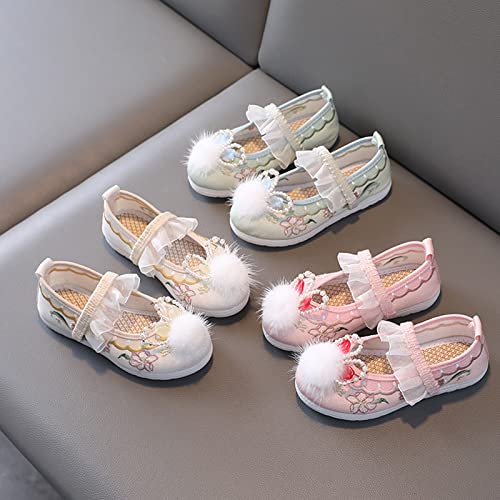 Girls Flat Bottomed Embroidered Sandals Fashionable Antique Costume Children Performance Wedge Sandals for Little Girls (Pink, 7-8 Years Little Child)3