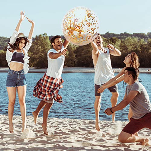 Amor 16 Inch Inflatable Beach Ball Swimming Pool Balls Glitter Beach Ball For Summer Parties Birthday Pool Party Favors #TOP6