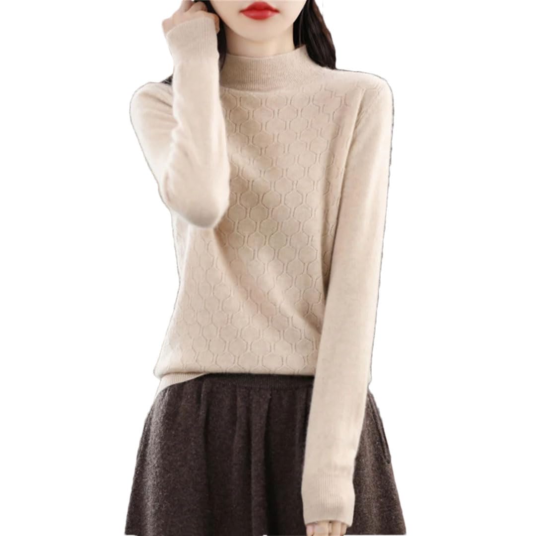 Otoño Invierno Mujer Medio Cuello Alto Jersey Suéter Sólido Suelto Casual Prendas De Punto