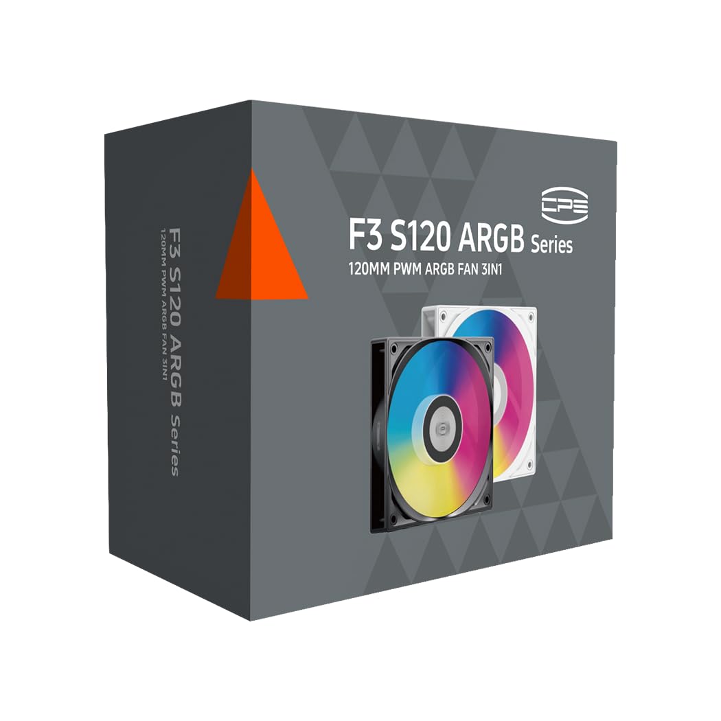 PCCOOLER ARGB - Ventilador de caja de 120 mm, 3 unidades, cadena de margaritas de metal inalámbrico, iluminación lateral geométrica, ventilador PWM de alto rendimiento con rodamiento FDB, para