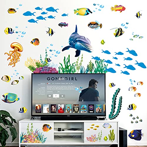 Vinilo Decorativo Pared Ocean Fish 3D Removible 4 Hojas miniatura 2