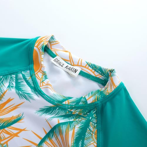 Image of GRACE KARIN Girls Swimsuit Tankini Set Rash Guard Long Sleeve Swimsuit 4 Piece Bathing Suit Swimwear 5-14Y