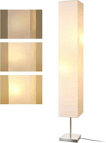 Miniatura 9 de Modern Floor Lamp, Dimmable 3 Levels Brightness Paper Tall Lamp Standing Lamps with Lampshade, 55'' Minimalist Floor Lamps for Office, Kids Room,