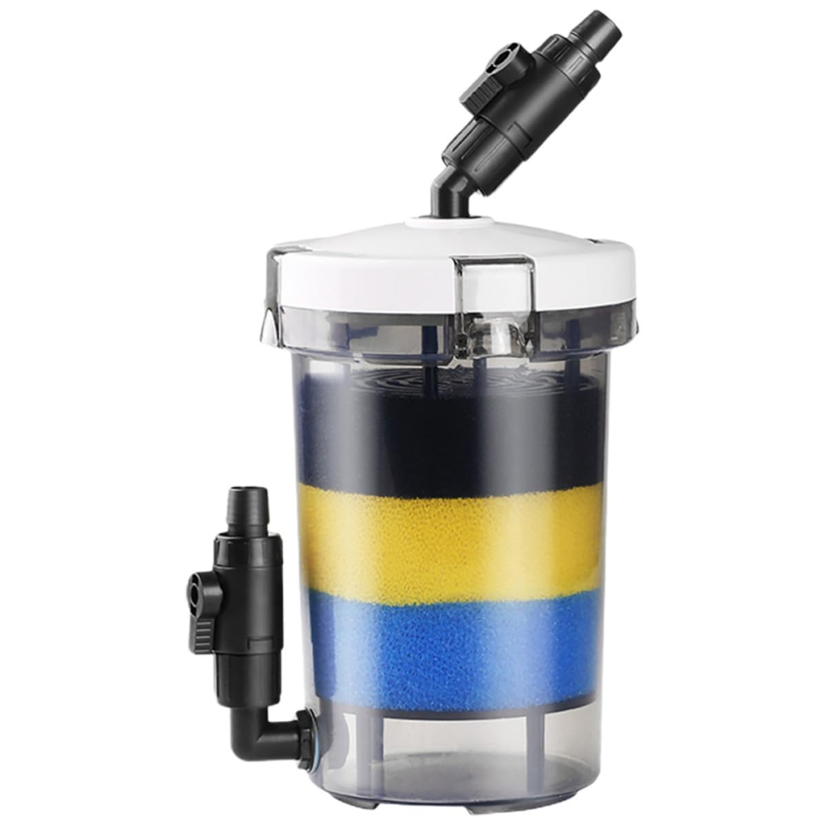 Leiser Externer Aquarium Filter Eimer aus Kunststoff mit 16mm und Auslass Runde Filterbox für Front Grasbecken Einfacher Einbau für Fischbecken