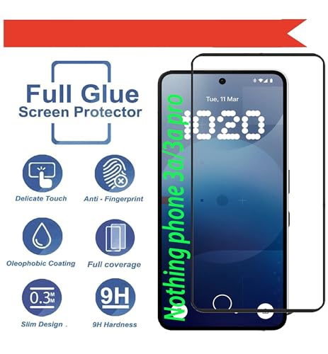 Image of Tempered Glass Screen Protector Guard Compatible For Nothing Phone 3A 5G / Phone 3A Pro 5G (6.77 Inch, Pack of 1) | Edge-To-Edge Protector Coverage With Easy To Installation Kit