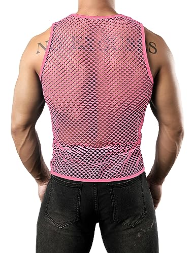 Image of JOGAL Men's Mesh Fishnet Fitted Sleeveless Muscle Top