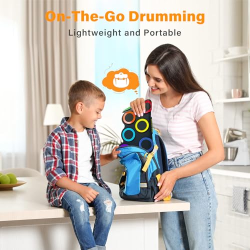 Image of Portable Electronic Drum Set - 7 Pads Roll up Drum Practice Pad with Pedals & Stick, Headphone, Jack in Drum Set Kit for Kids and Adults, Great Holiday Christmas & Birthday Gift