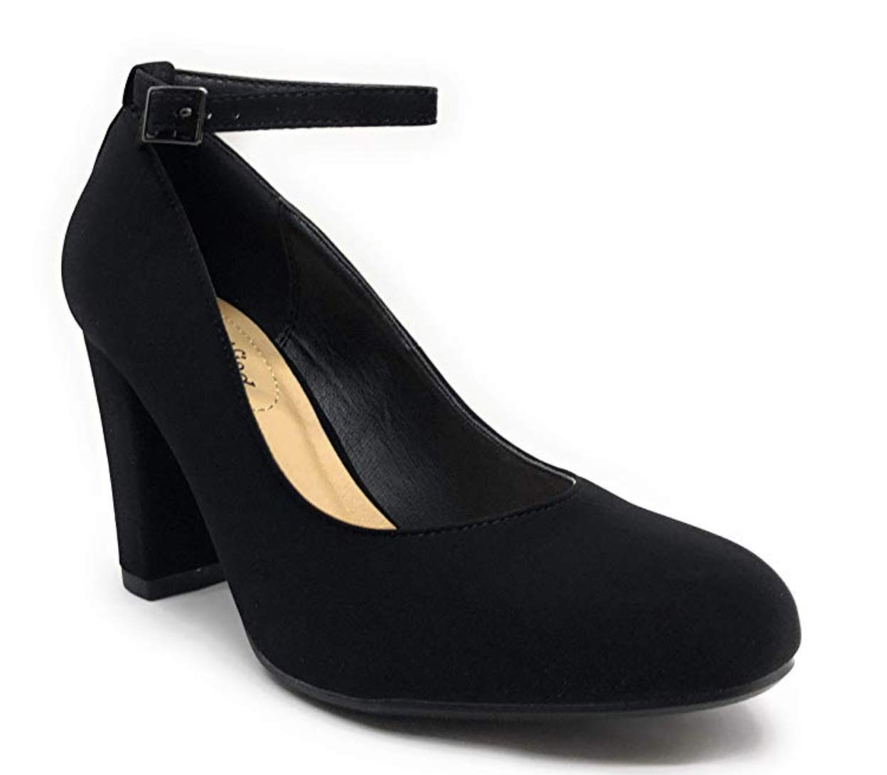 ankle strap block heels closed toe