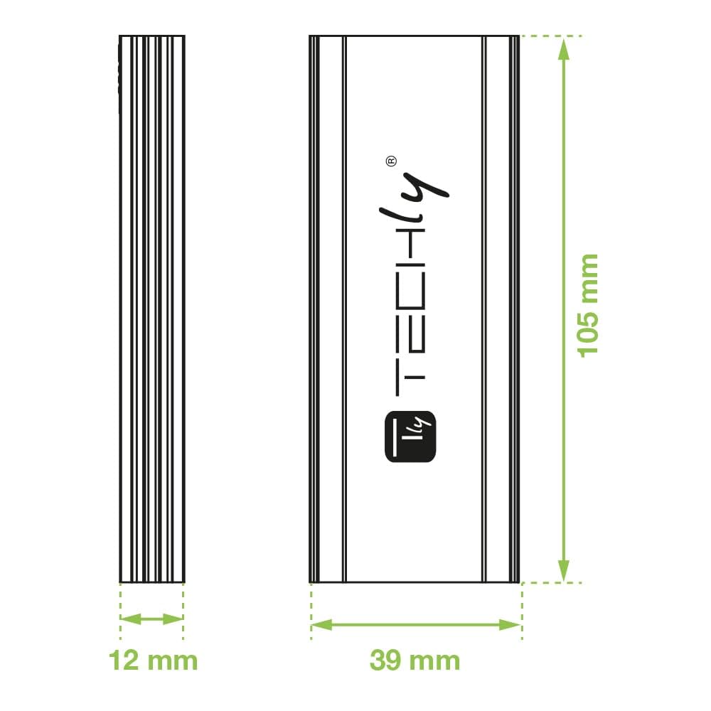 Techly 369113 Box Esterno USB-C™ USB3.2 Gen2 NVMe/SATA M.2 SSD Grigio