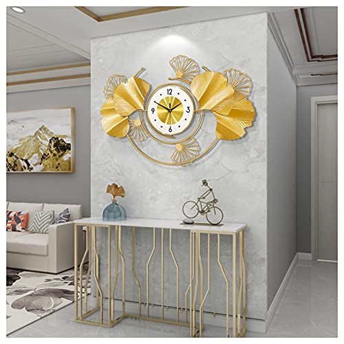 Horloge murale à piles silencieuse en métal pour déco de salon dorée