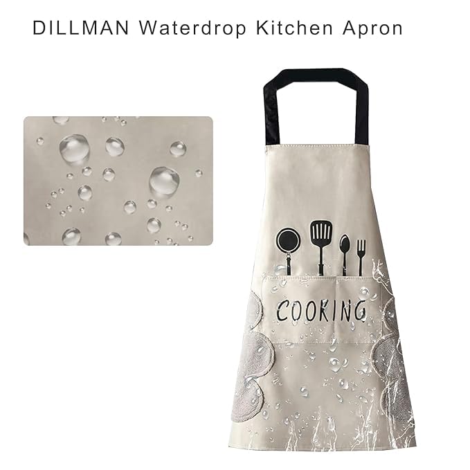 Image of HROY Kitchen Apron for Women & Men with Pocket & Side Towel | Kitchen Apron for Women & Men with Pocket & Side Towel | Reusable Cooking Chef Apron for Home Kitchen