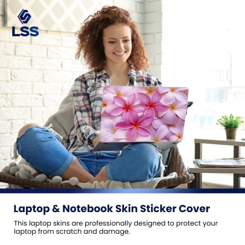 Image of LSS 15 15.6 Inches Laptop Notebook Skin Sticker with 2 Wrist Pads - Reusable Cover Protector Vinyl Sticker Cover Decal Fits 13 inch - 16 inch HP Asus Acer - Pink Plumeria Flower Pattern