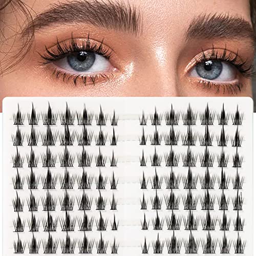 MERETON Anime Lashes Individual 98pcs Manga Lashes 8-13mm Manga Lash Clusters for Round Eyes