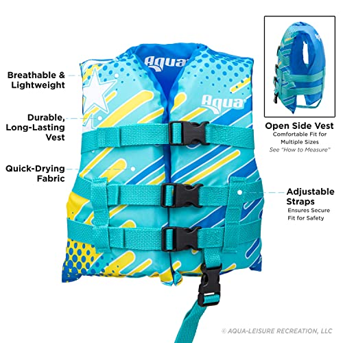 Image of Aqua Oceans 7 Life Jacket for Kids - US Coast Guard Approved Life Vest for Infant, Child & Youth Boys and Girls, Open-Side PFD for Boating, Swimming & Water Sports