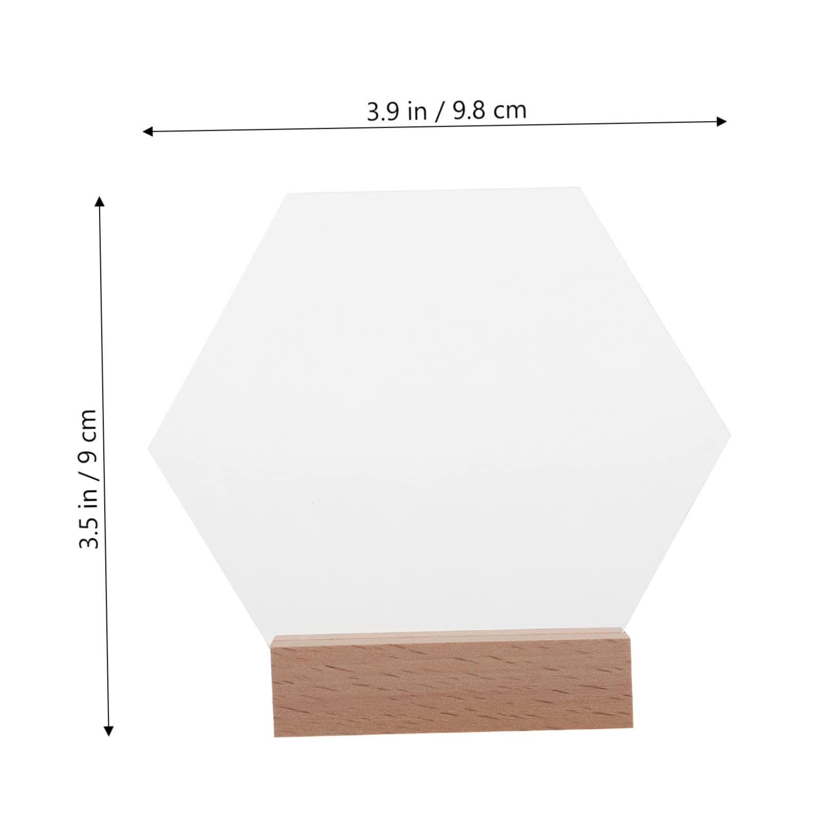MUCKLILY 4 pcs Clear Hexagon Acrylic Sign Blank Table Signs with Wood Stand for Weddings Parties and Events DIY Table Holders for Cafes and Restaurants