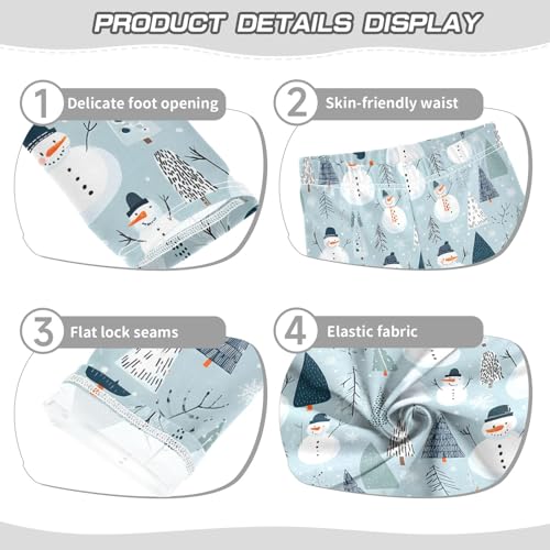 Girls' Athletic Leggings Ankle Length Yoga Dance Pants Kids Teen 4T Snowman Pine Conifer3