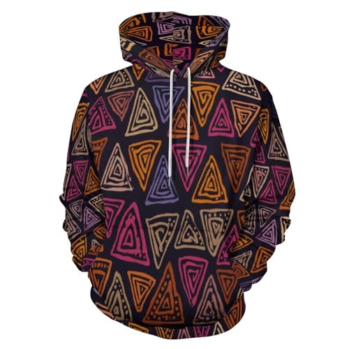 Sweat à capuche homme oversize pull noir chic vêtement automne imprimé géométrie africaine