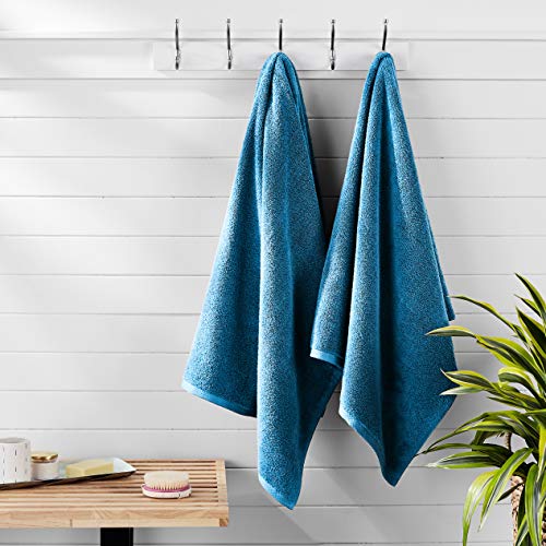 AmazonBasics QuickDry Luxurious 소프트 100 Cotton Towels Lake 블루 세트 2