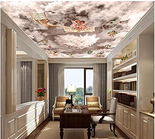 SHINERING Benutzerdefinierte Foto 3D Tapete Deckengemälde Dreamy Cloud Sky Little Angel Home Decor 3D Wandbilder Tapete im Wohnzimmer 120cm (L) × 80cm (H)