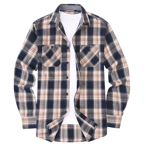 Alex Vando Mens Button Down Shirts Regular Fit Long Sleeve Casual Plaid Flannel Shirt