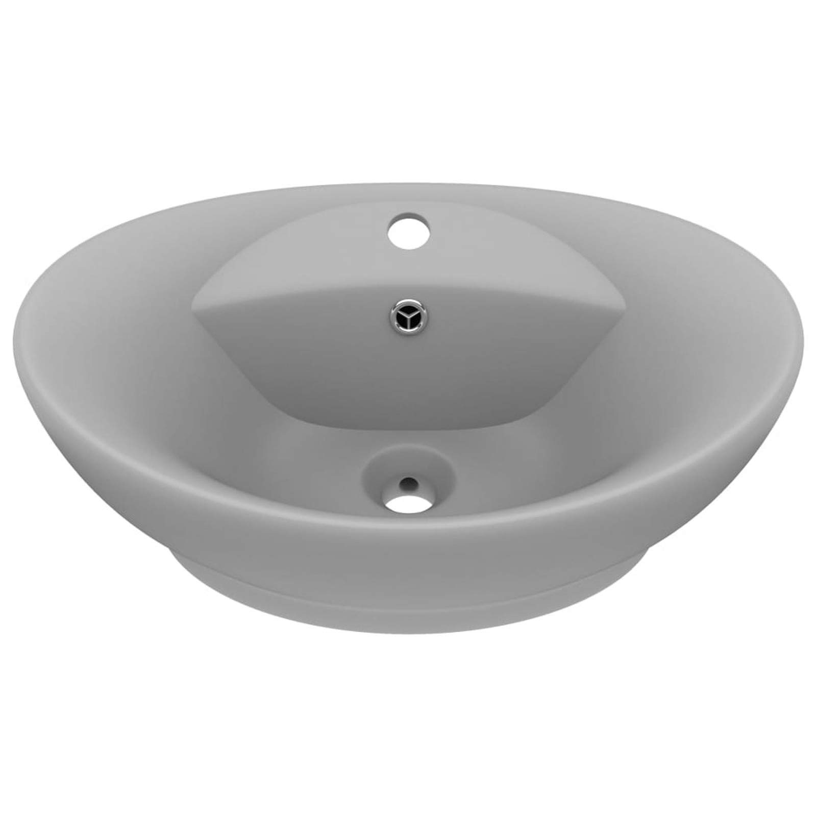 LAPOOH Lavabo Lujoso Ovalado con rebosadero cerámica Gris Claro Mate, Fregadero, Lavabo Baño, Lavamanos Baño, Lavatorio Casa De Banho, Mueble Lavabo sobre Encimera