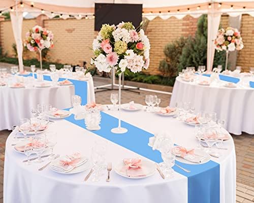Miniatura 5 de Oudain 6 manteles desechables redondos de plástico de 84 pulgadas, resistentes a las manchas y a las arrugas, para decoración de graduación, fiesta