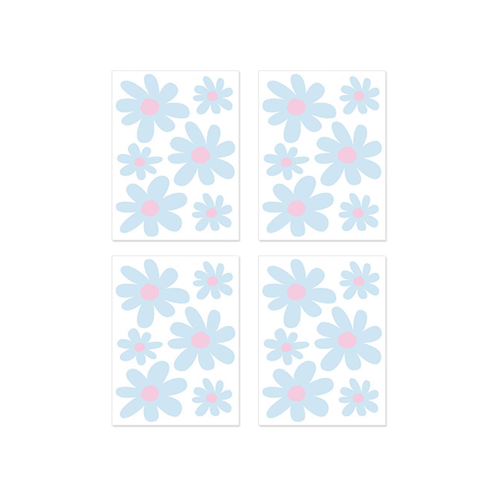 Wheelie Bin Stickers - 4PCS Waterproof UV Resistant PVC Daisy Decals for Outdoor Trash Bins, Garden & Patio Decor (Blue Flowers)
