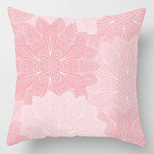 Cushions 40x40cm Pink Mandala Cushions Cotton Linen Outdoor Cushions for Living Room Sofa Bedroom Office Cushion with Invisible Zipper Decorative Square Garden Cushions — image 1